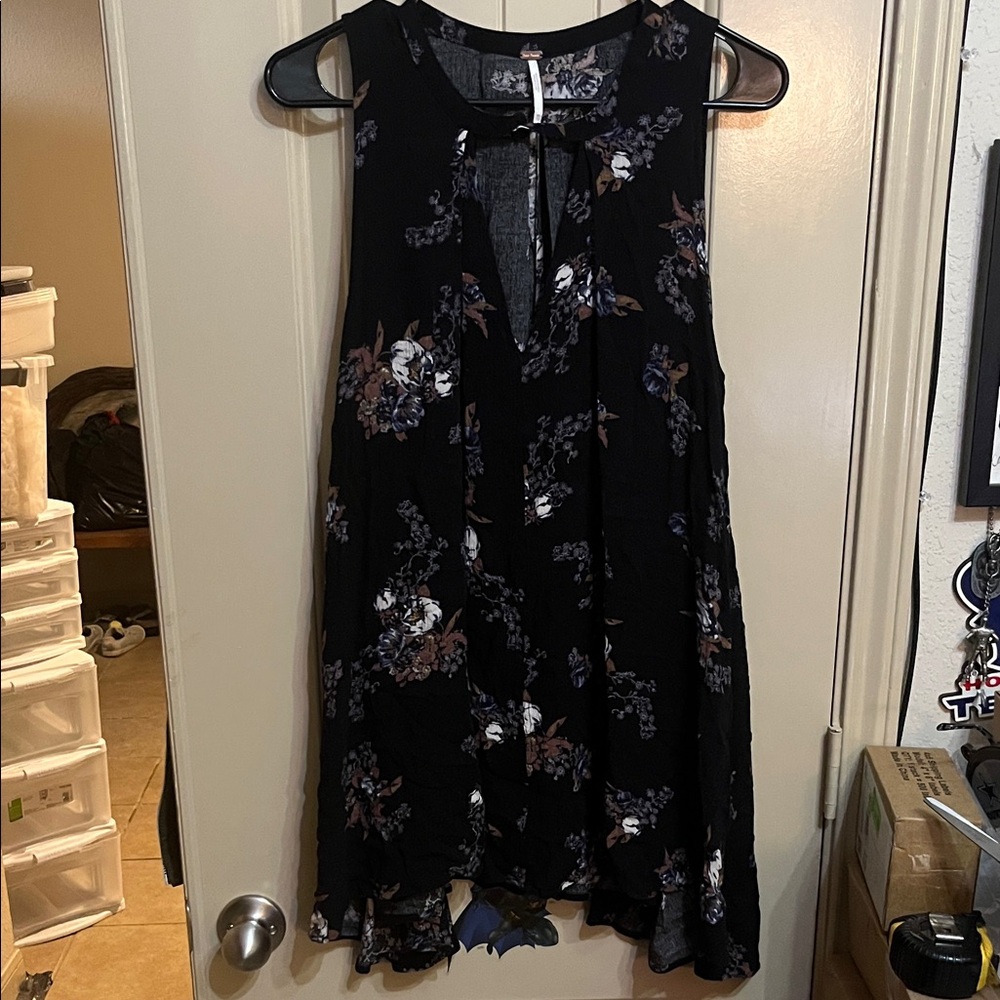 Free People Black Floral Mini Dress